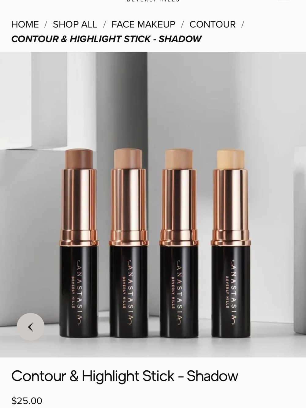 Anastasia Beverly Hills Contour & Highlight Stick - Shadow (Creamy Beige Shades)